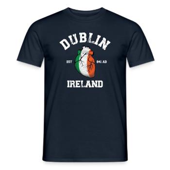 Dublin Love - Irish Heartbeat - Men's T-Shirt - navy - Front - AI Model Male 178 light (178cm)