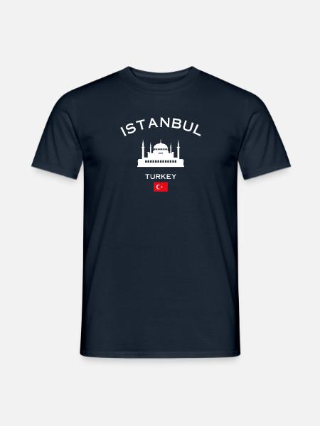 Istanbul Turkey Blue Mosque Hagia Sophia Flag - Men's T-Shirt - navy