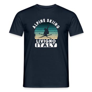 Livigno Ski Resort Italian Alps Souvenir Skiing - Men's T-Shirt - navy - Front - AI Model Male 178 light (178cm)