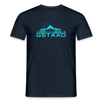 Skigebiet Gstaad Skifahren in den Schweizer Alpen - Männer T-Shirt - Navy - Vorne - AI Model Male 178 light (178cm)