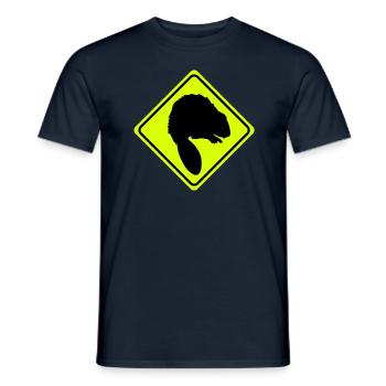 Warning beaver - 2 color - Men's T-Shirt - navy - Front - AI Model Male 178 light (178cm)