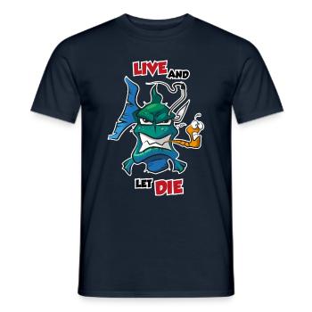Live and let die - Raubfisch Angler lustig Spruch - Männer T-Shirt - Navy - Vorne - AI Model Male 178 light (178cm)