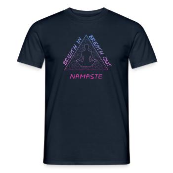 Namaste, Breath in, Breath out - Männer T-Shirt - Navy - Vorne - AI Model Male 178 light (178cm)