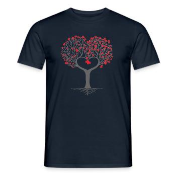 Baum Herz Liebe Ast Blätter Wurzel Lebensbaum - Männer T-Shirt - Navy - Vorne - AI Model Male 178 light (178cm)