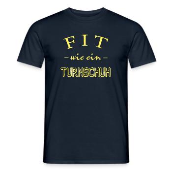 Fit wie ein Turnschuh, Spruch, Fitness - Männer T-Shirt - Navy - Vorne - AI Model Male 178 light (178cm)
