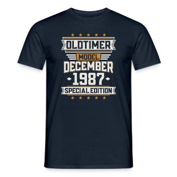 December Year 1987 Year of construction Oldtimer birthday - Men's T-Shirt - navy - Front - AI Model Male 178 light (178cm)