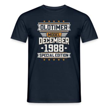 Décembre Année 1988 Année de construction Oldtimer Anniversaire - T-shirt homme - marine - Devant - AI Model Male 178 light (178cm)