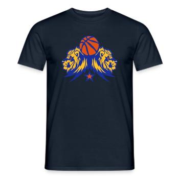 lion logo basketball ball sports in 1710 - Men's T-Shirt - navy - Front - AI Model Male 178 light (178cm)