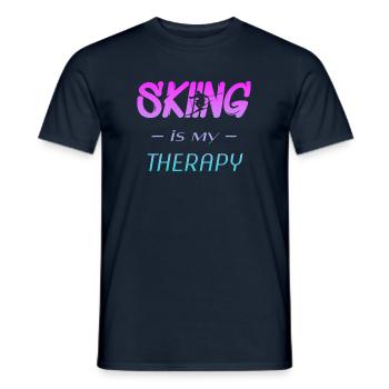 skiing is my therapy - Männer T-Shirt - Navy - Vorne - AI Model Male 178 light (178cm)