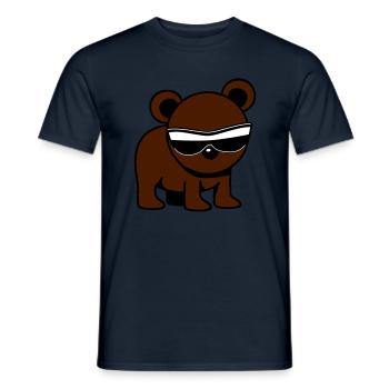 Ours de petites lunettes de soleil drôles - T-shirt homme - marine - Devant - AI Model Male 178 light (178cm)