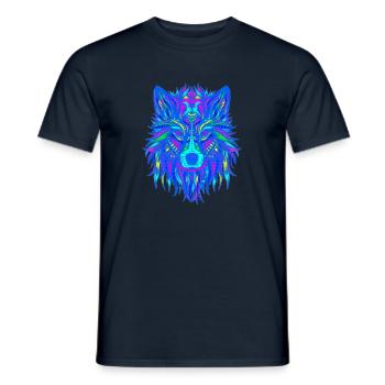 Wolf Mandala EDM - Männer T-Shirt - Navy - Vorne - AI Model Male 178 light (178cm)