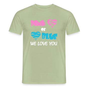 Baby shower ragazza o ragazzo - T-shirt uomo - verde salvia - Fronte - AI Model Male 178 light (178cm)