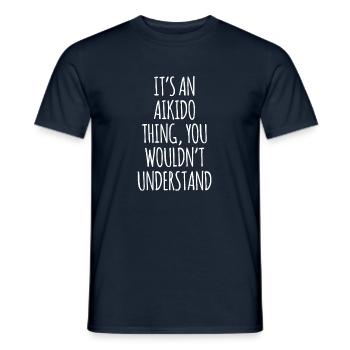 Aikido - Männer T-Shirt - Navy - Vorne - AI Model Male 178 light (178cm)