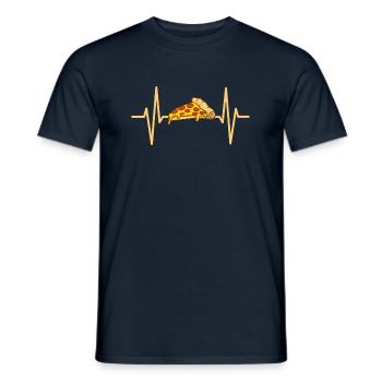 Pizza Salami Käse Margherita Geschenk Herzschlag - Männer T-Shirt - Navy - Vorne - AI Model Male 178 light (178cm)