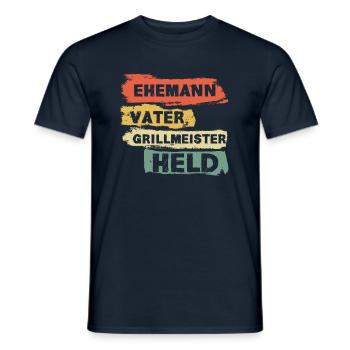 Vater Vatertag Papa Ehemann Grillmeister grillen - Männer T-Shirt - Navy - Vorne - AI Model Male 178 light (178cm)