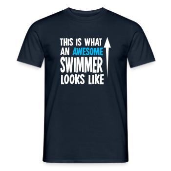 Natation nageur natation sport natation natation - T-shirt homme - marine - Devant - AI Model Male 178 light (178cm)
