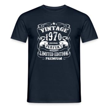 1970 né naissance anniversaire anniversaire anniversaire - T-shirt homme - marine - Devant - AI Model Male 178 light (178cm)
