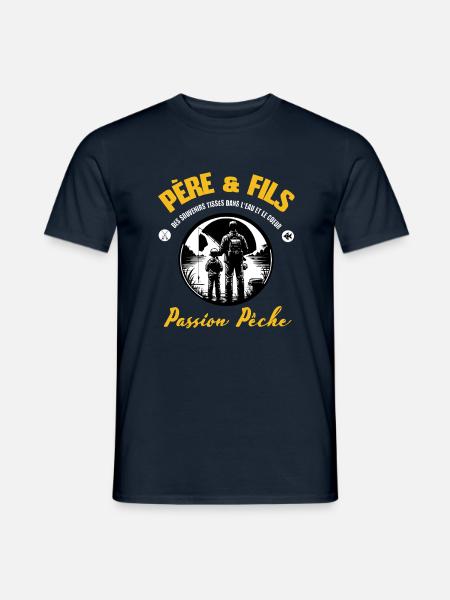 Père et fils passion pêche - T-shirt homme - marine