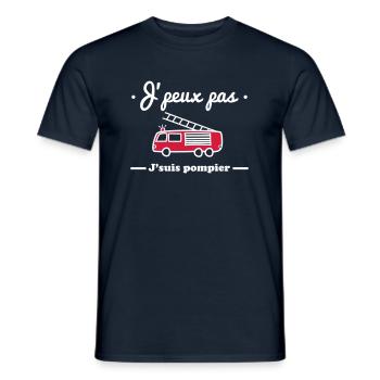 J'peux pas j'suis pompier - T-shirt homme - marine - Devant - AI Model Male 178 light (178cm)