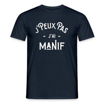 je peux pas j'ai manif cadeau humour citations - T-shirt homme - marine - Devant - AI Model Male 178 light (178cm)