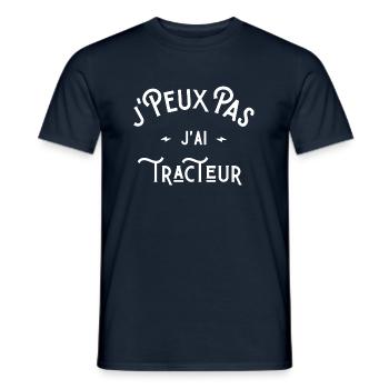 je peux pas j'ai tracteur idée cadeau humour - T-shirt homme - marine - Devant - AI Model Male 178 light (178cm)