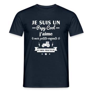 Papy cool tracteur, grand-père, cadeau agriculteur - T-shirt homme - marine - Devant - AI Model Male 178 light (178cm)
