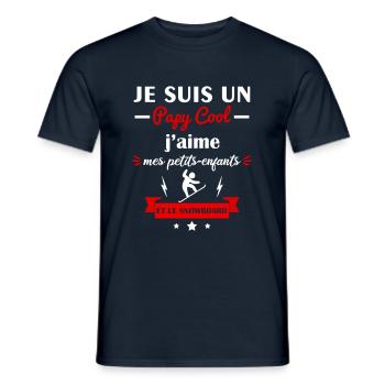 Papy cool snowboard, cadeau grand-père snowboard - T-shirt homme - marine - Devant - AI Model Male 178 light (178cm)