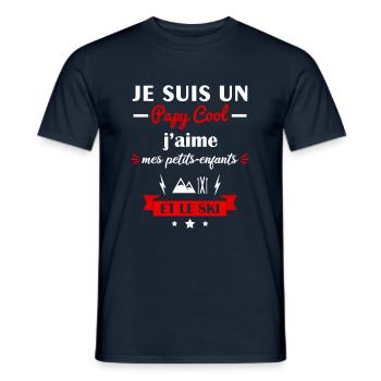 Papy cool ski, cadeau grand-père skieur - T-shirt homme - marine - Devant - AI Model Male 178 light (178cm)