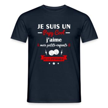 Papy cool pétanque,papi,pétanque,bouliste,petanque - T-shirt homme - marine - Devant - AI Model Male 178 light (178cm)