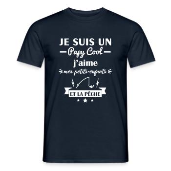 Papy cool pêche, cadeau pêcheur, grand-père - T-shirt homme - marine - Devant - AI Model Male 178 light (178cm)
