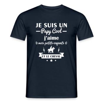 Papy cool cheval, cadeau grand-père cavalier - T-shirt homme - marine - Devant - AI Model Male 178 light (178cm)