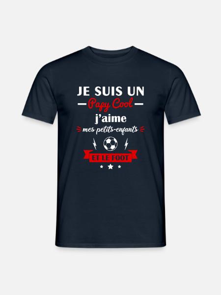 Papy cool foot, cadeau grand-père footballeur - T-shirt homme - marine