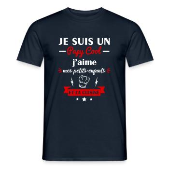 Papy cool cuisine, cadeau grand-père cuisinier - T-shirt homme - marine - Devant - AI Model Male 178 light (178cm)