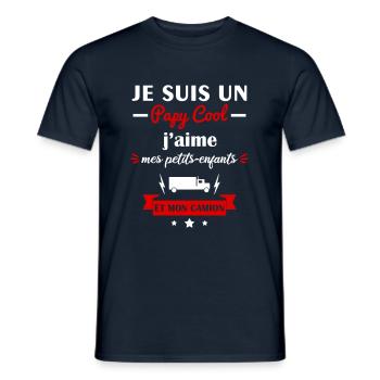 Papy cool camion, cadeau grand-père routier - T-shirt homme - marine - Devant - AI Model Male 178 light (178cm)