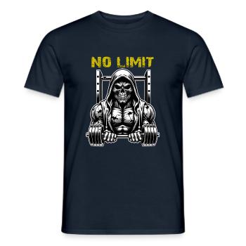 No Limit Workout Bodybuilding Skull with Dumbbell - Men's T-Shirt - navy - Front - AI Model Male 178 light (178cm)