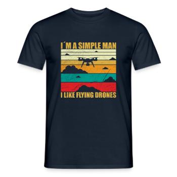 Drone pilot simple man retro quadrocopter vintage - Männer T-Shirt - Navy - Vorne - AI Model Male 178 light (178cm)