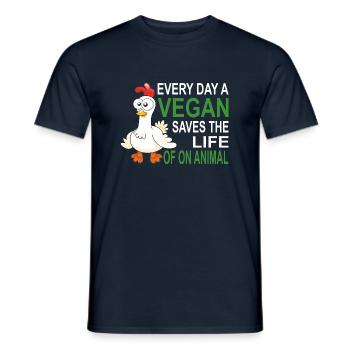 EVERY DAY VEGAN SAVES THE LIFE OF ANIMAL - Men's T-Shirt - navy - Front - AI Model Male 178 light (178cm)