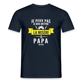 je dois mettre la misère à papa / humour gamer - T-shirt homme - marine - Devant - AI Model Male 178 light (178cm)