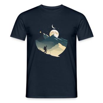 Routards en montagne, clair de lune - T-shirt homme - marine - Devant - AI Model Male 178 light (178cm)