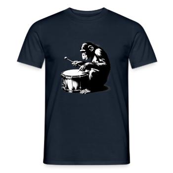 Drummer in Monkey Orchestra StreetArt Banksy Style - Men's T-Shirt - navy - Front - AI Model Male 178 light (178cm)