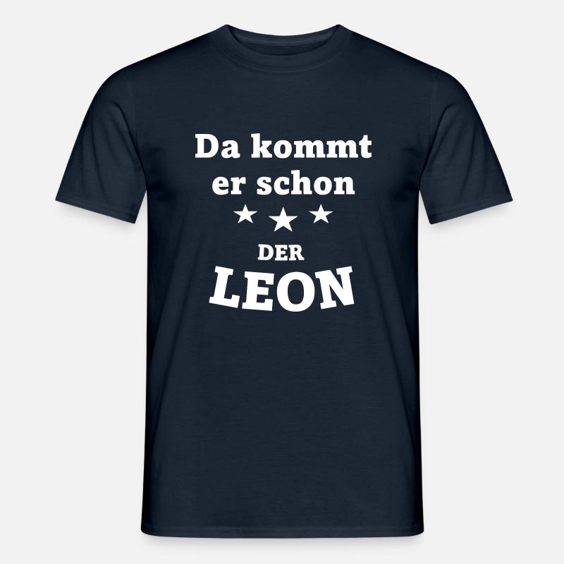 Da kommt er schon der Leon - Männer T-Shirt - Navy