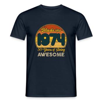 Geboren 1974 – Vintage 1974 Geburtstag Retro - Männer T-Shirt - Navy - Vorne - AI Model Male 178 light (178cm)