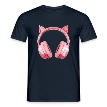 Gaming Headset mit Katzenohren - Pink - Männer T-Shirt - Navy - Vorne - AI Model Male 178 light (178cm)