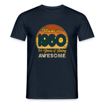 Né en 1960 - Vintage 1960 Anniversaire Rétro - T-shirt homme - marine - Devant - AI Model Male 178 light (178cm)