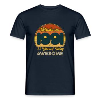 Né en 1991 - Vintage 1991 Anniversaire Rétro - T-shirt homme - marine - Devant - AI Model Male 178 light (178cm)