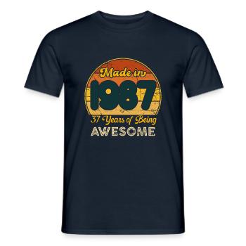 Né en 1987 - Vintage 1987 Anniversaire Rétro - T-shirt homme - marine - Devant - AI Model Male 178 light (178cm)