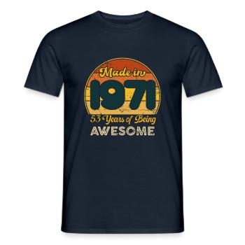 Né en 1971 - Vintage 1971 Anniversaire Rétro - T-shirt homme - marine - Devant - AI Model Male 178 light (178cm)