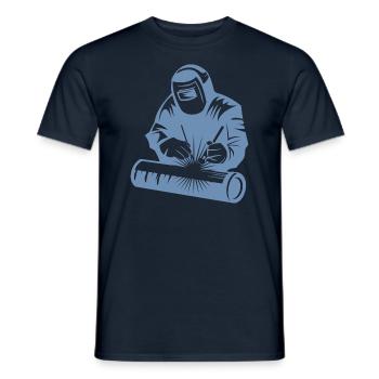 Welder silhouette during arc welding - Men's T-Shirt - navy - Front - AI Model Male 178 light (178cm)