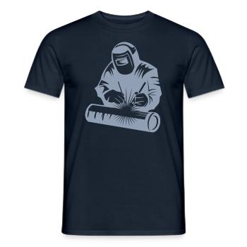 Welder silhouette during arc welding - Men's T-Shirt - navy - Front - AI Model Male 178 light (178cm)