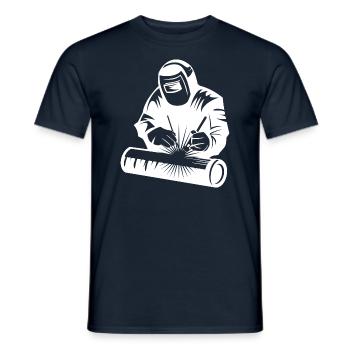 Welder silhouette during arc welding - Men's T-Shirt - navy - Front - AI Model Male 178 light (178cm)